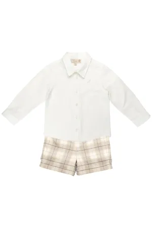 "Zayn" Shirt & Stone Tartan Shorts