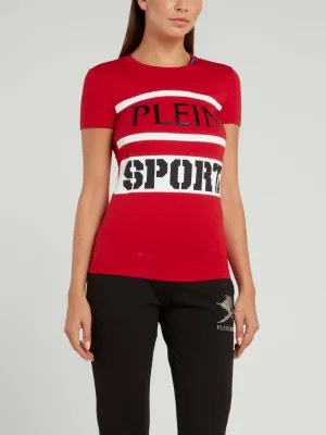 Red Round Neck Logo T-shirt