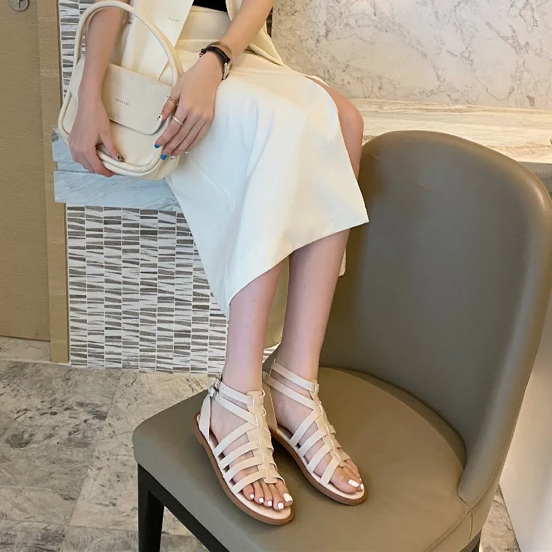 Retro Literary Hollow Flat Sandals