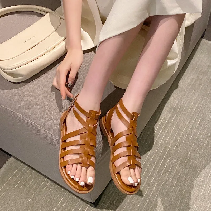 Retro Literary Hollow Flat Sandals