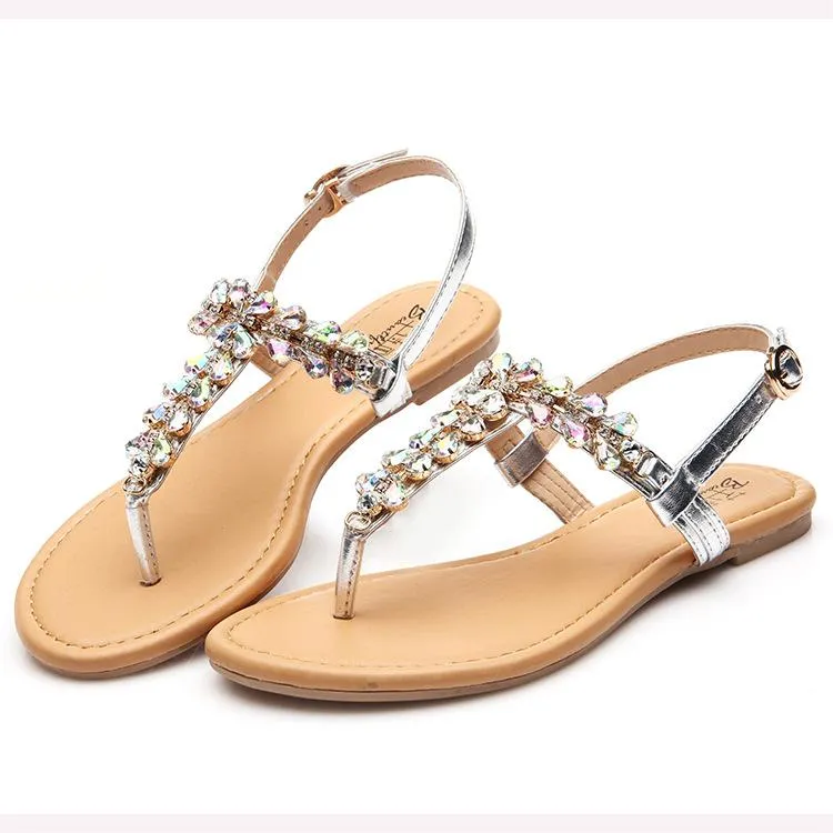 Rhinestone Beach Flat Sandals