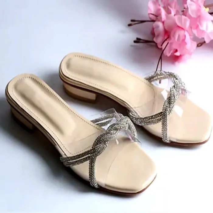 Rhinestone Vinyl Heels Flat Sandals #6758 #22