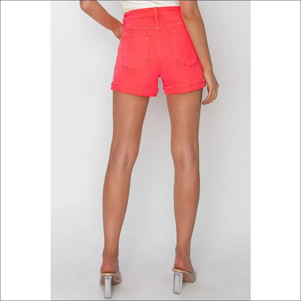 RISEN High Rise Cuffed Denim Shorts