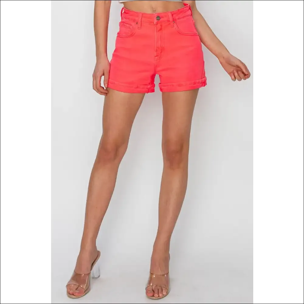 RISEN High Rise Cuffed Denim Shorts