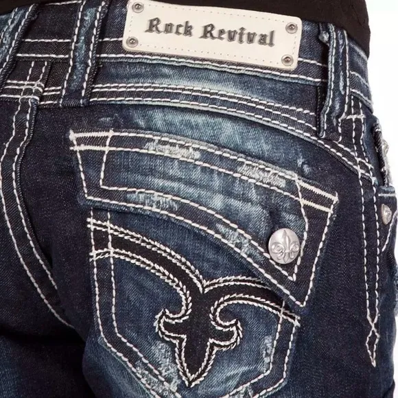 Rock Revival 27 (4) Johanna Women’s Denim Jeans Shorts Cuffed Flap Pockets