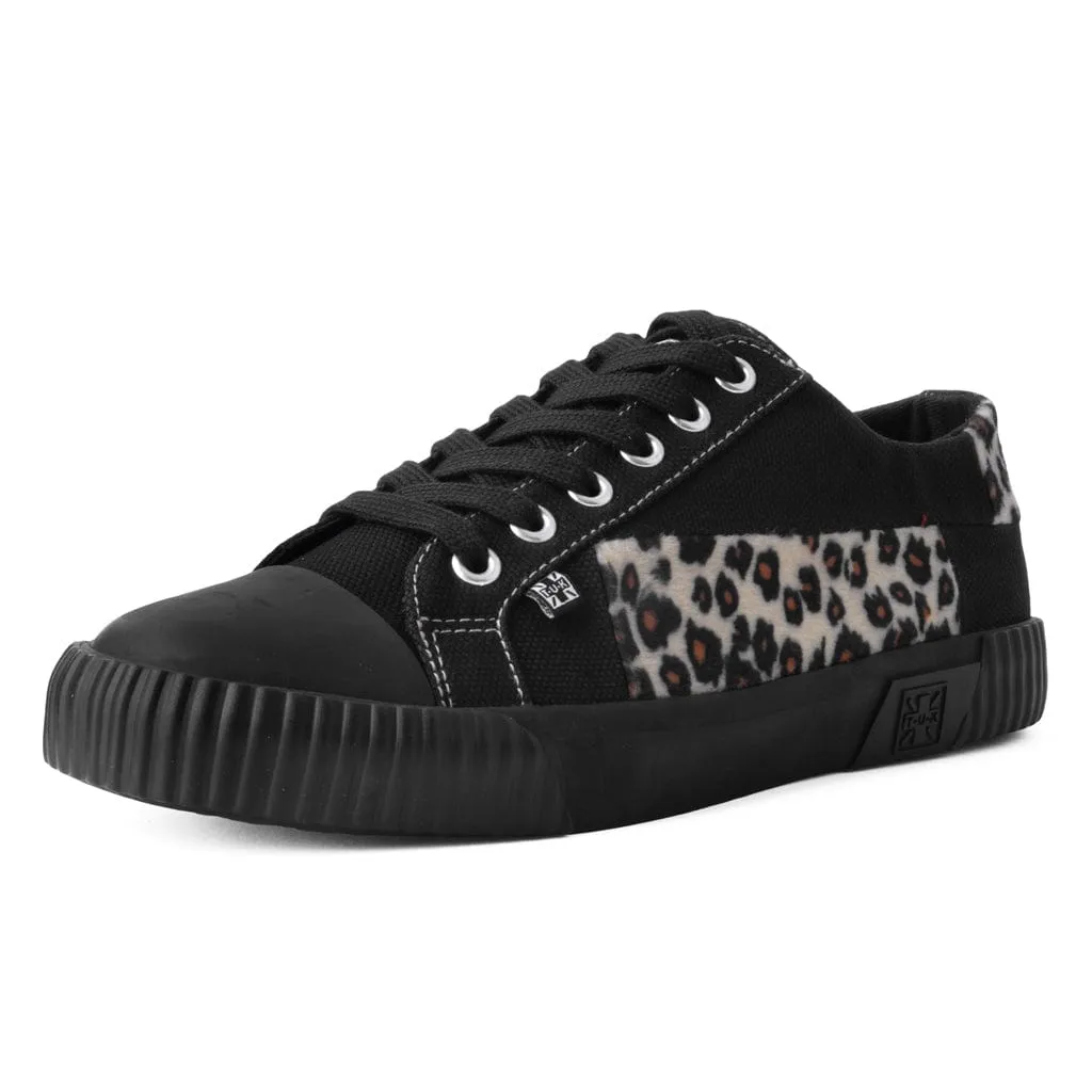 Rubber Toe Sneaker Black & Leopard Canvas