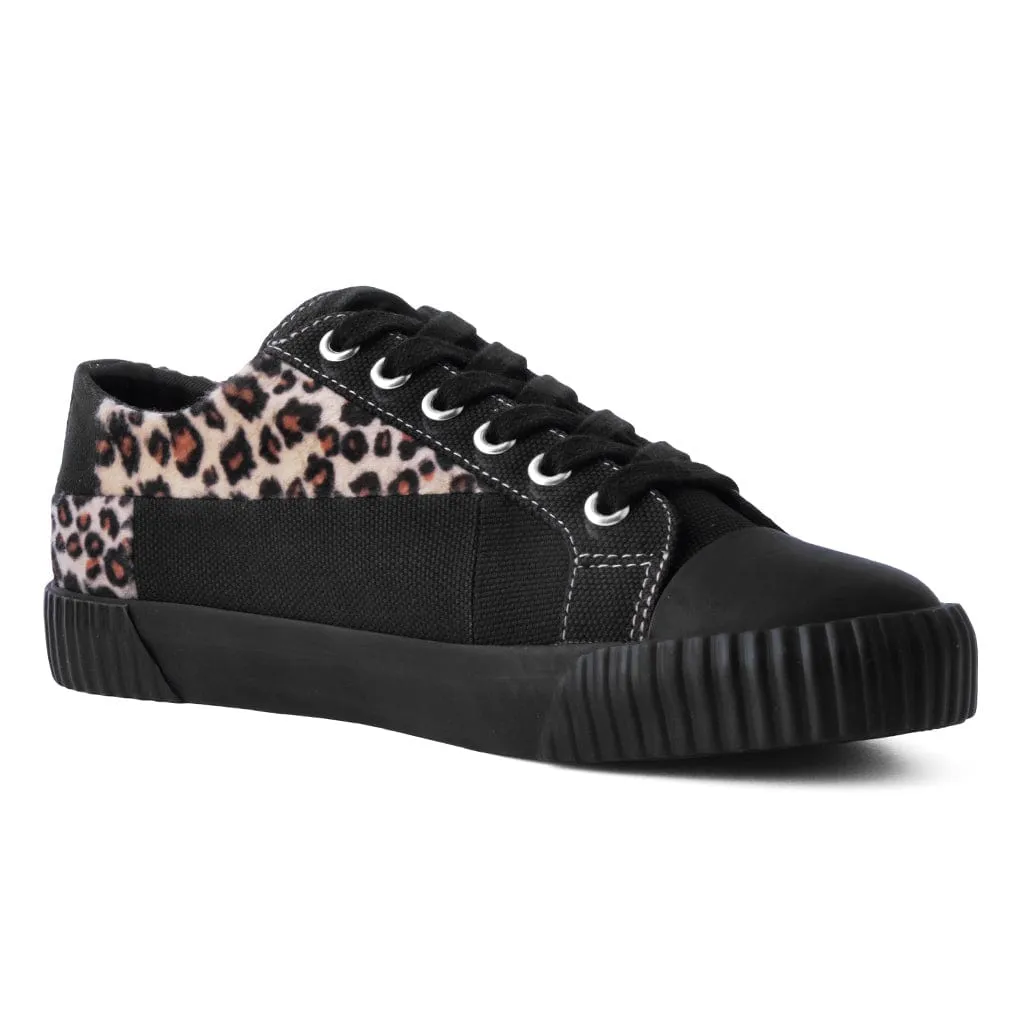 Rubber Toe Sneaker Black & Leopard Canvas