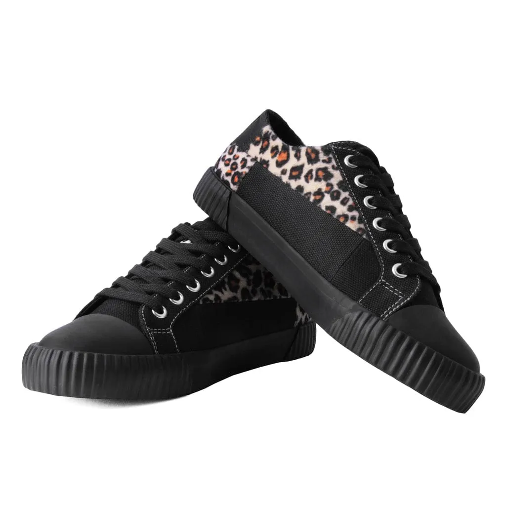 Rubber Toe Sneaker Black & Leopard Canvas