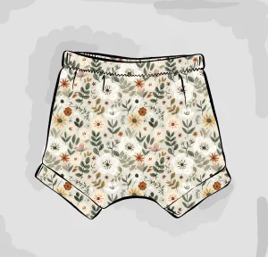Sage Floral Cuffed Shorts