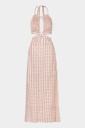 San Agustin Linen Dress in Ivory Wine Seeds