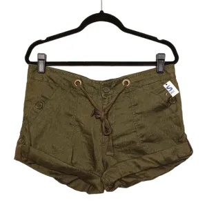 SANCTUARY CLOTHING 100% Linen Olive Green Cargo Style Drawstring Shorts  8 NWT
