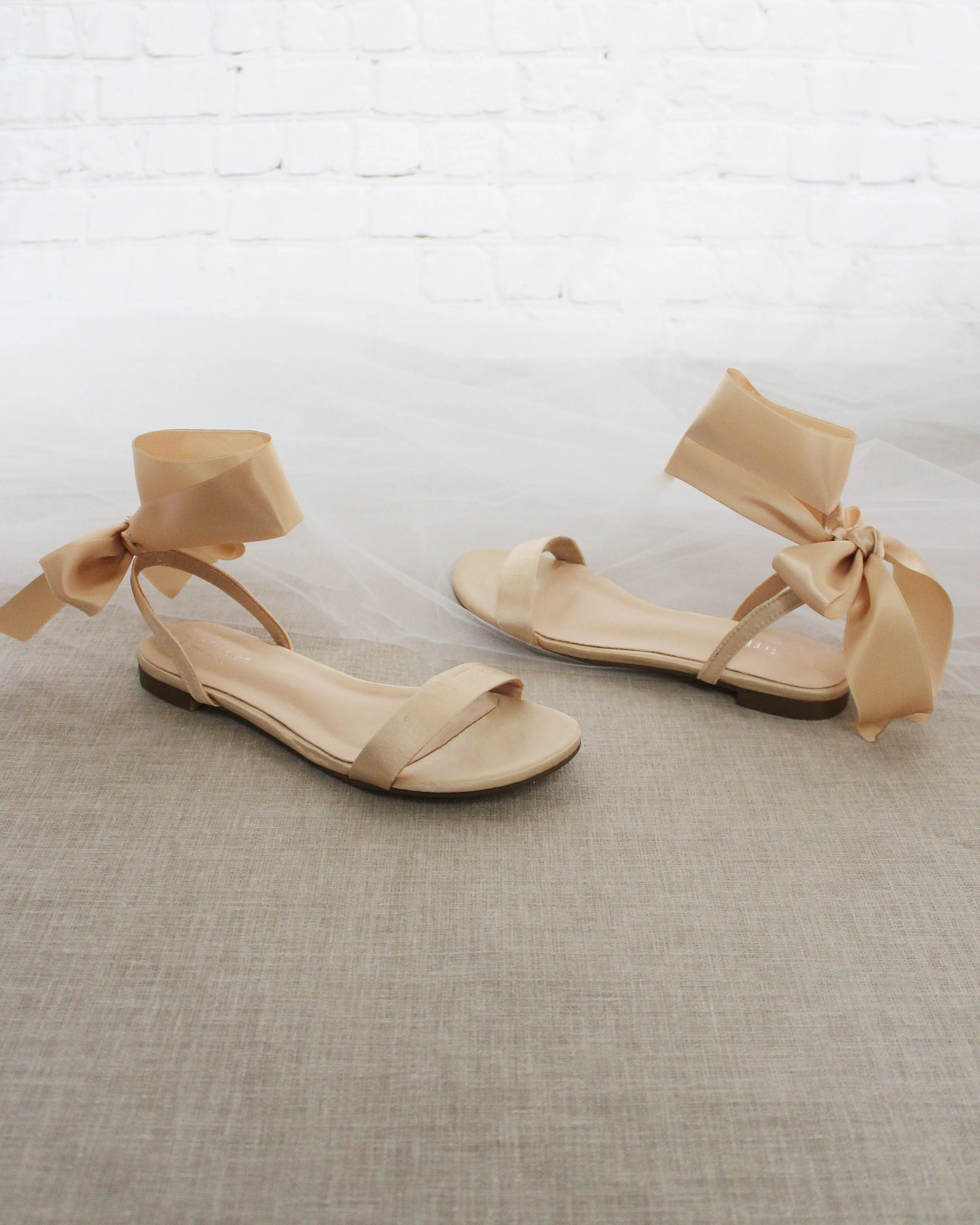 Satin Flat Sandal with Wrapped Satin Tie
