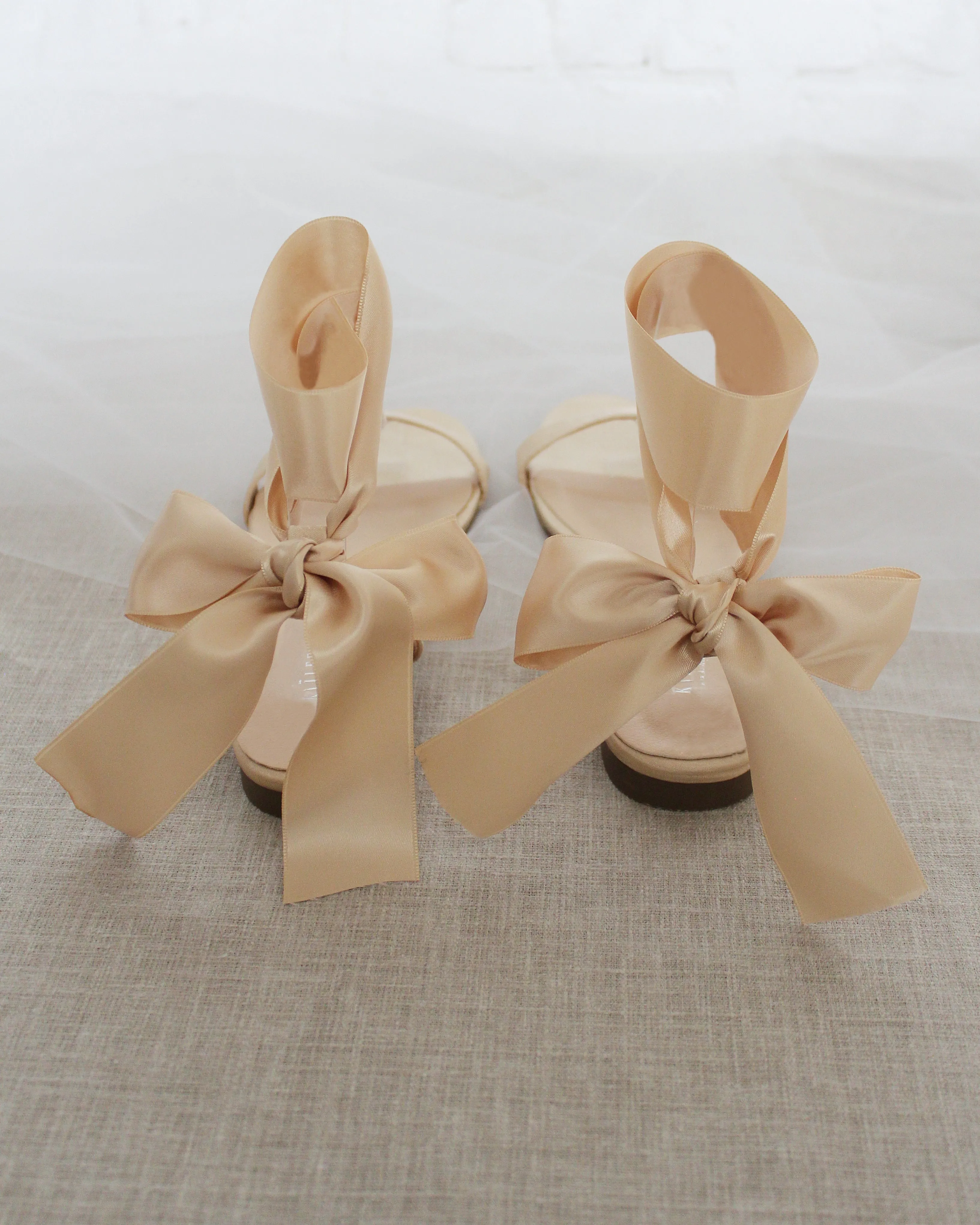 Satin Flat Sandal with Wrapped Satin Tie