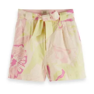 Scotch &amp; Soda Pink Green Organic Cotton Linen Preppy Shorts Tie Waist Clueless
