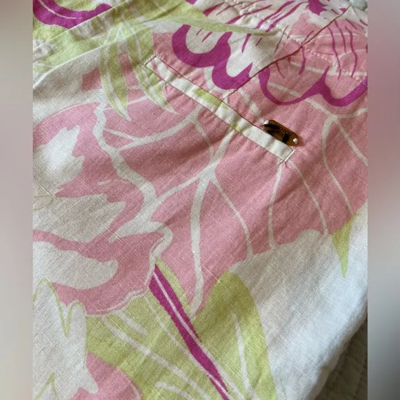 Scotch &amp; Soda Pink Green Organic Cotton Linen Preppy Shorts Tie Waist Clueless