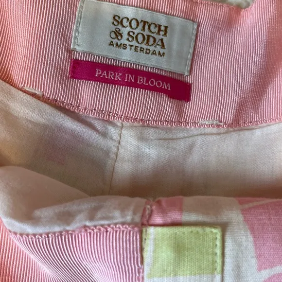Scotch &amp; Soda Pink Green Organic Cotton Linen Preppy Shorts Tie Waist Clueless