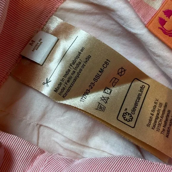 Scotch &amp; Soda Pink Green Organic Cotton Linen Preppy Shorts Tie Waist Clueless
