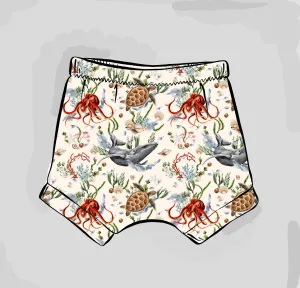 Sea Creatures Cuffed Shorts