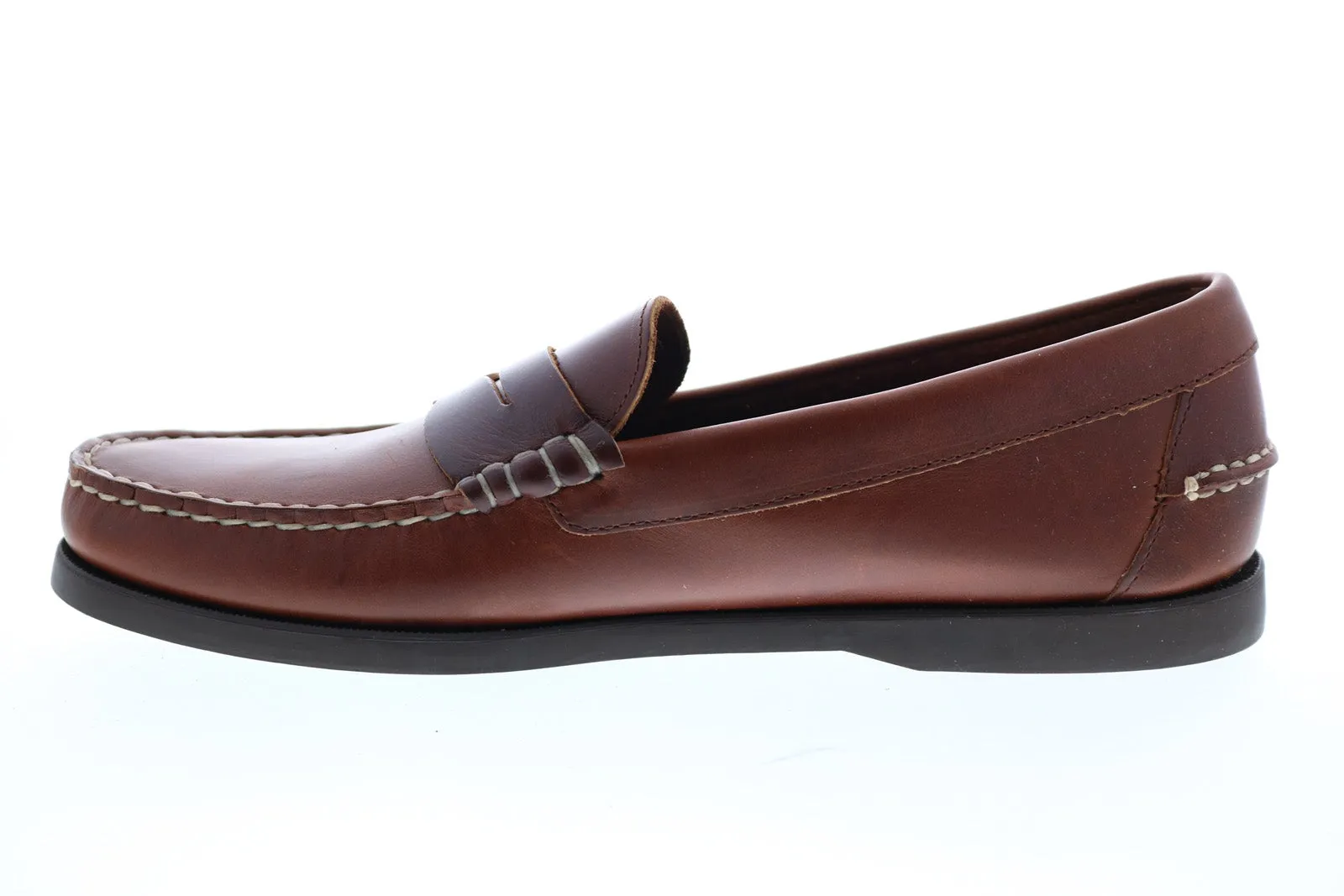 Sebago Dan Boat 7111MWW Mens Brown Leather Loafers & Slip Ons Penny Shoes