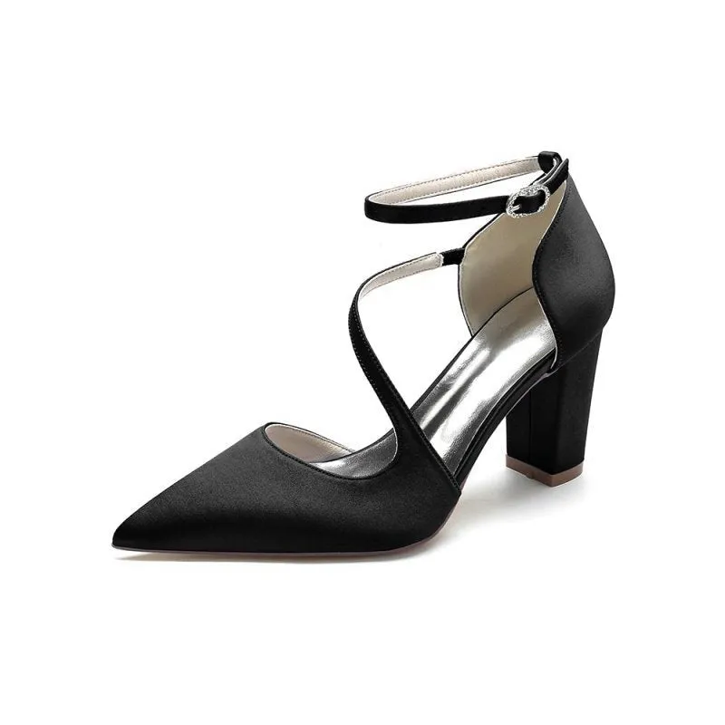 Silk Pump with Decorative Ankle Strap