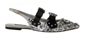 Silver Sequin Silk Crystal Sandals