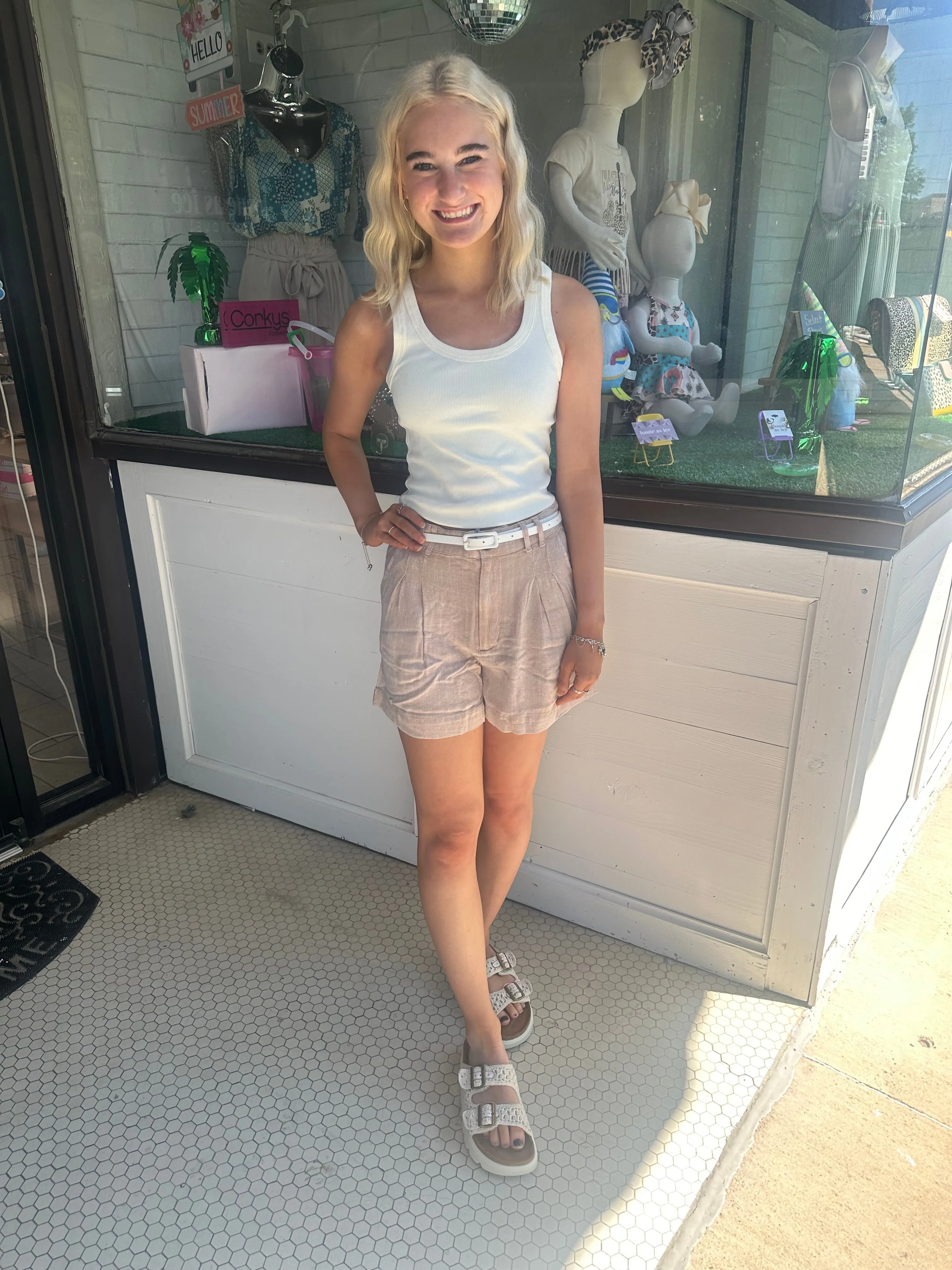 Slowing Down Mineral Wash Shorts: Tan