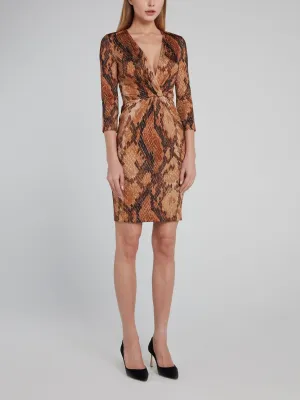 Snake Effect Three Quarter Sleeve Dress