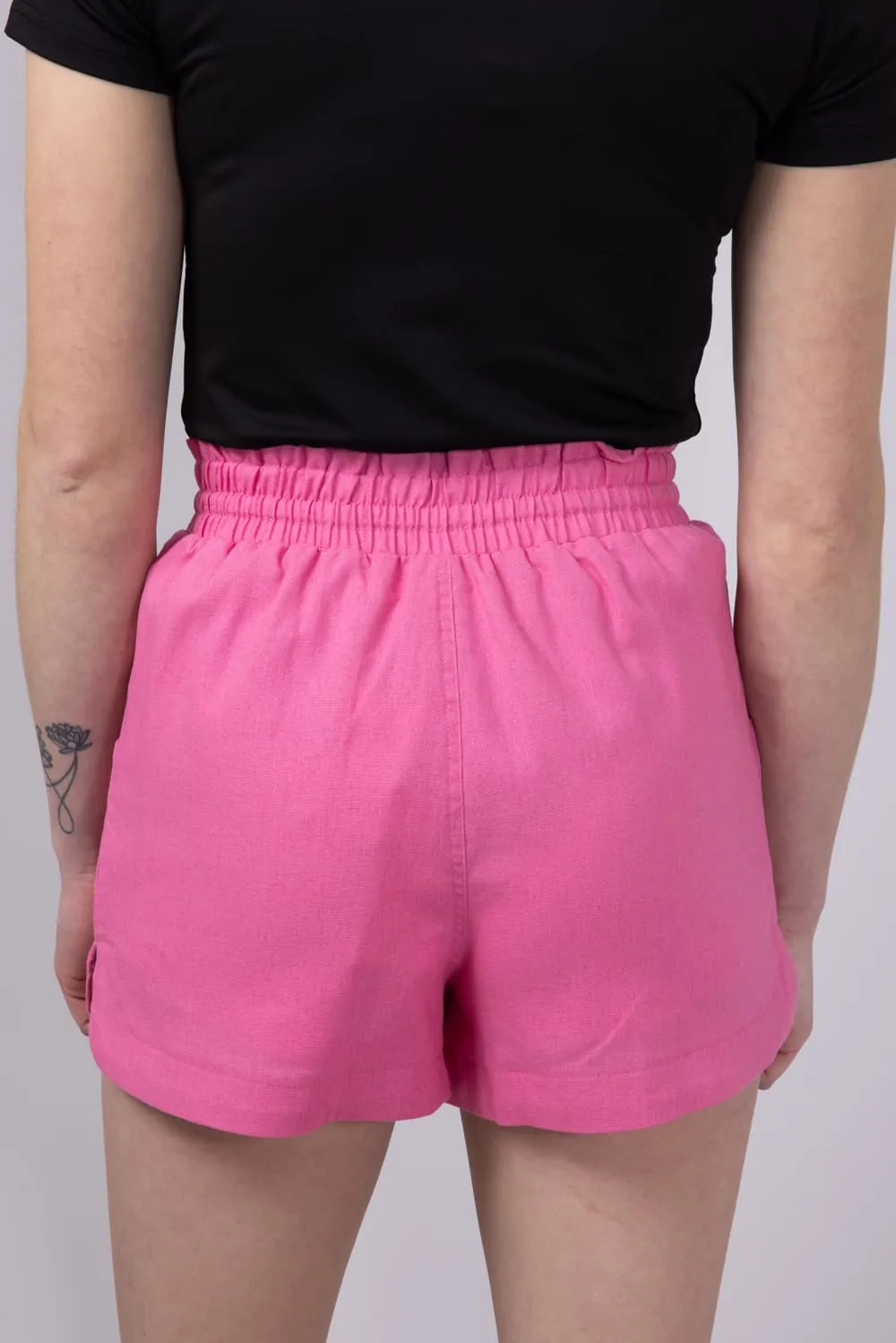 Solid Linen Shorts for Women in Hot Pink | NP70478-HOTPINK