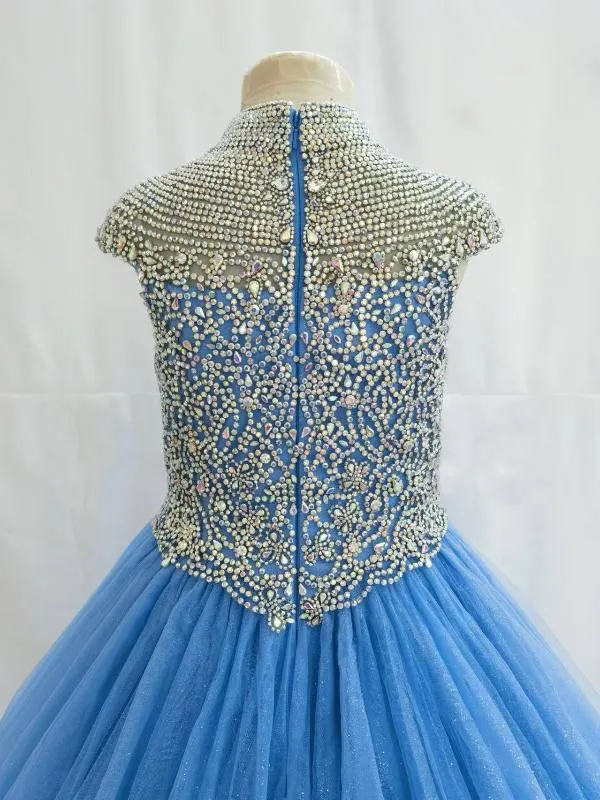 Sparkly Beaded Bodice Teenages Evening Gown with Gradient Skirt