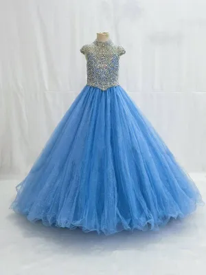 Sparkly Beaded Bodice Teenages Evening Gown with Gradient Skirt