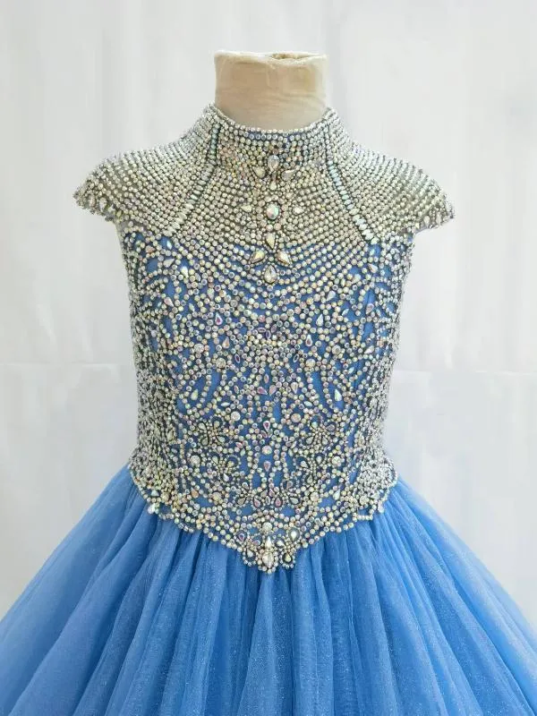 Sparkly Beaded Bodice Teenages Evening Gown with Gradient Skirt