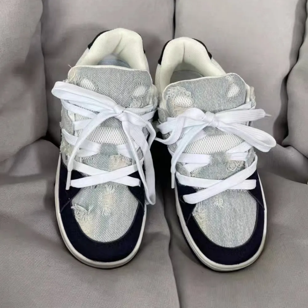 Street Denim Distressed Sneakers