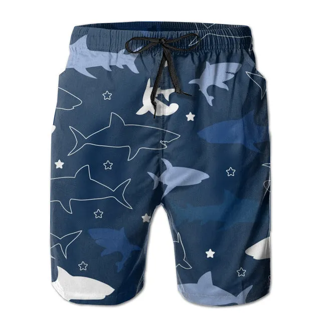 Swimwear Shorts Men: Sharks Navy Blue