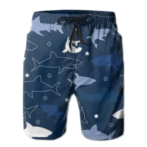 Swimwear Shorts Men: Sharks Navy Blue