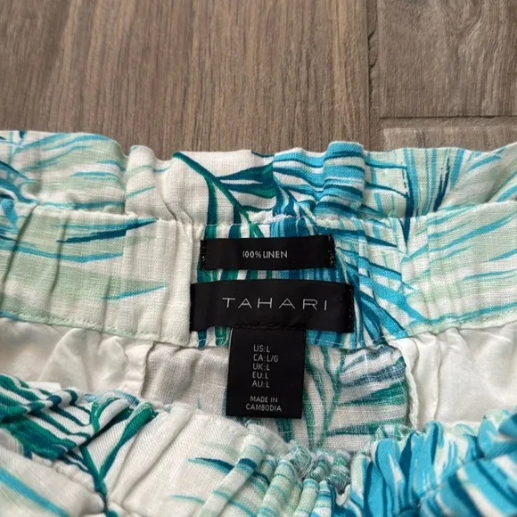 Tahari 100% Linen Tropical Short Set Size Large 2 piece set