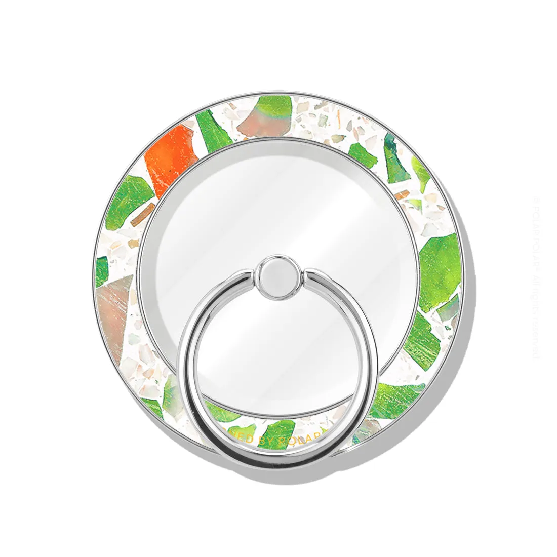 Terrazzo Green - Silver MagSafe Phone Grip and Ring Holder Stand