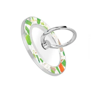 Terrazzo Green - Silver MagSafe Phone Grip and Ring Holder Stand