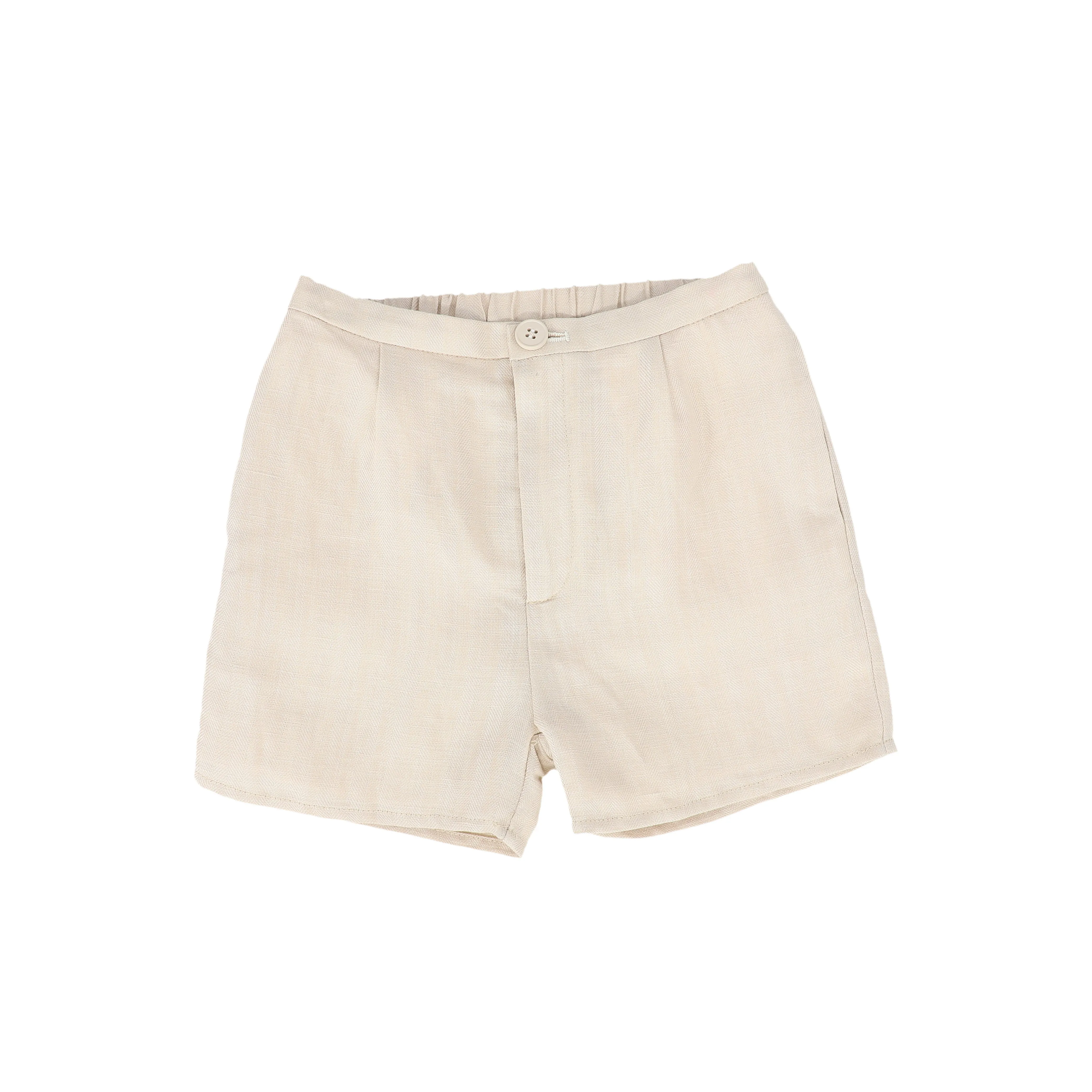 Textured linen tan shorts by Le Bourdon
