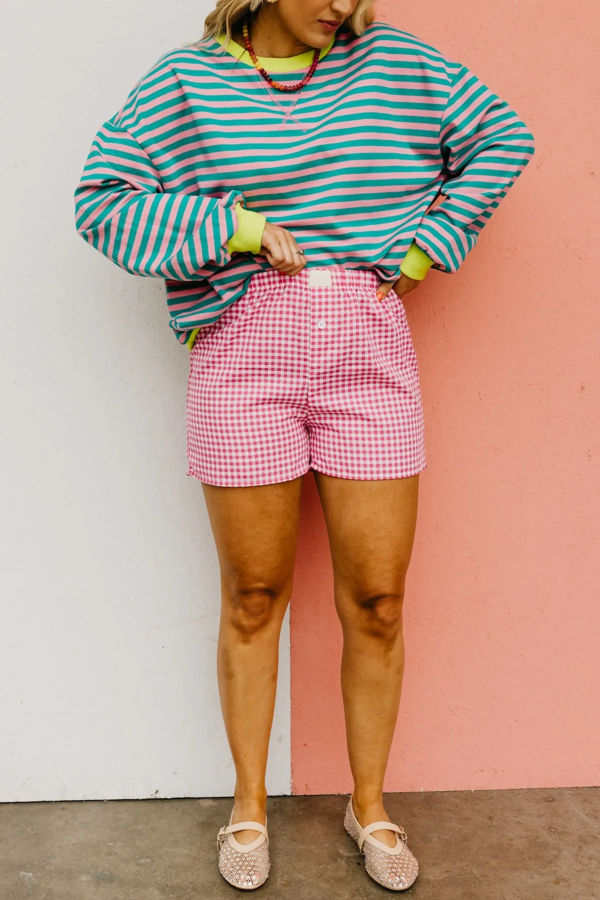 The Mina Gingham Cuffed Shorts