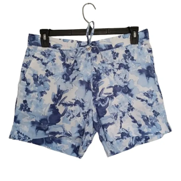 TOMMY BAHAMA Blue Lustre Fresco Floral Linen Shorts Women's Size Medium