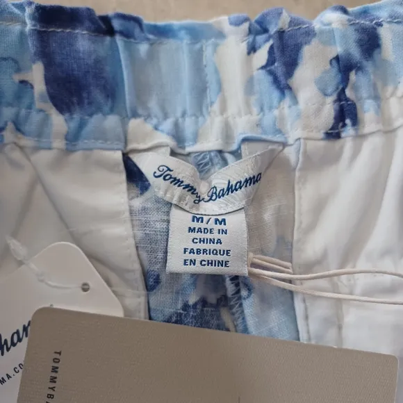 TOMMY BAHAMA Blue Lustre Fresco Floral Linen Shorts Women's Size Medium