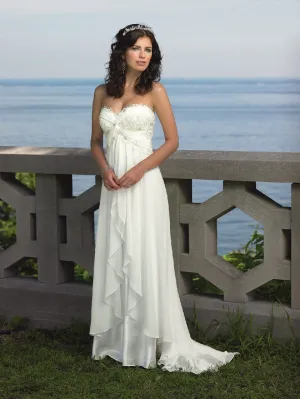 Twisted Chiffon Lace Summer Beach Bridal Wedding Dresses