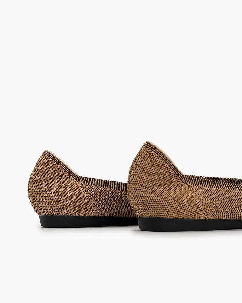 Two Tone V-Cut Square Toe Ballet Flats