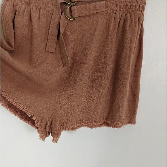 Umgee Dusty Pink High Waisted Linen Shorts Women's Medium