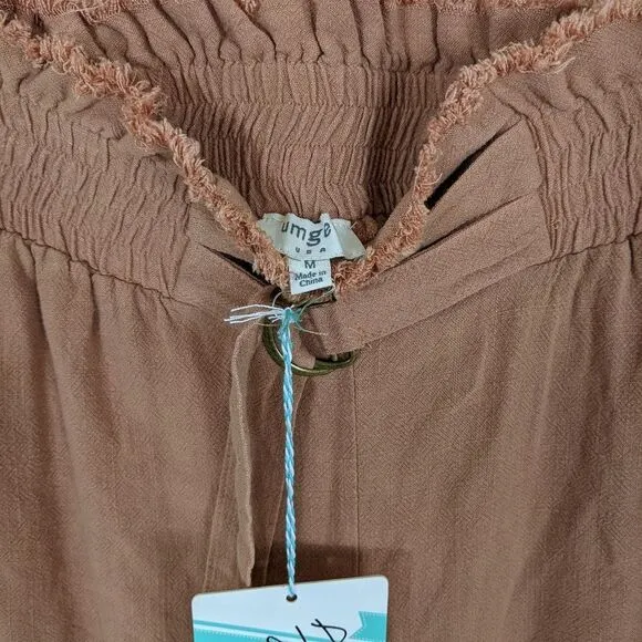 Umgee Dusty Pink High Waisted Linen Shorts Women's Medium