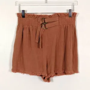 Umgee Dusty Pink High Waisted Linen Shorts Women's Medium