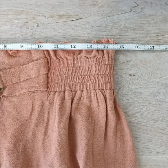 Umgee Dusty Pink High Waisted Linen Shorts Women's Medium