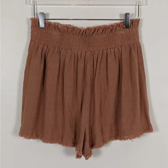 Umgee Dusty Pink High Waisted Linen Shorts Women's Medium