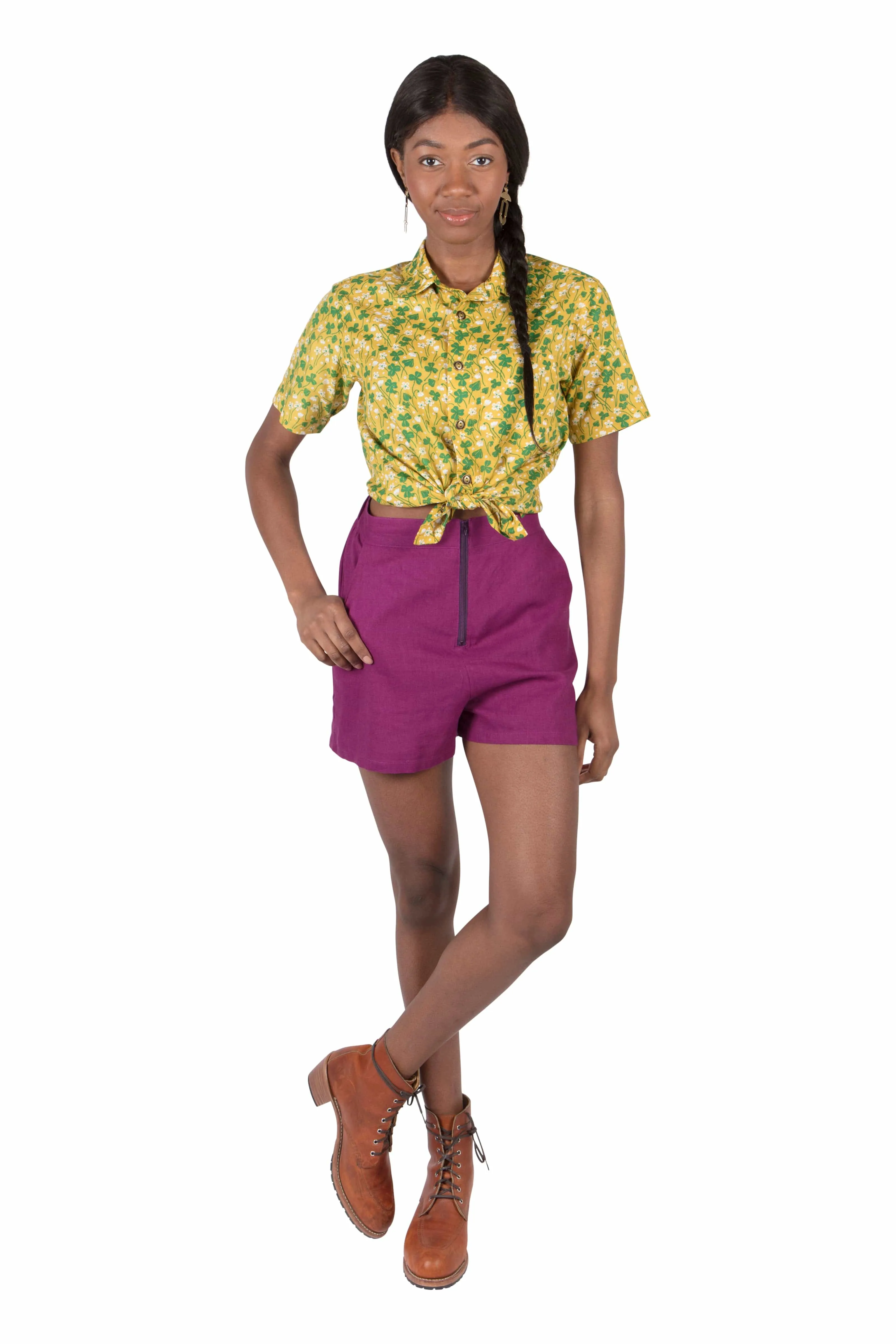 Unisex Button Up in Lemon Wood Sorrel