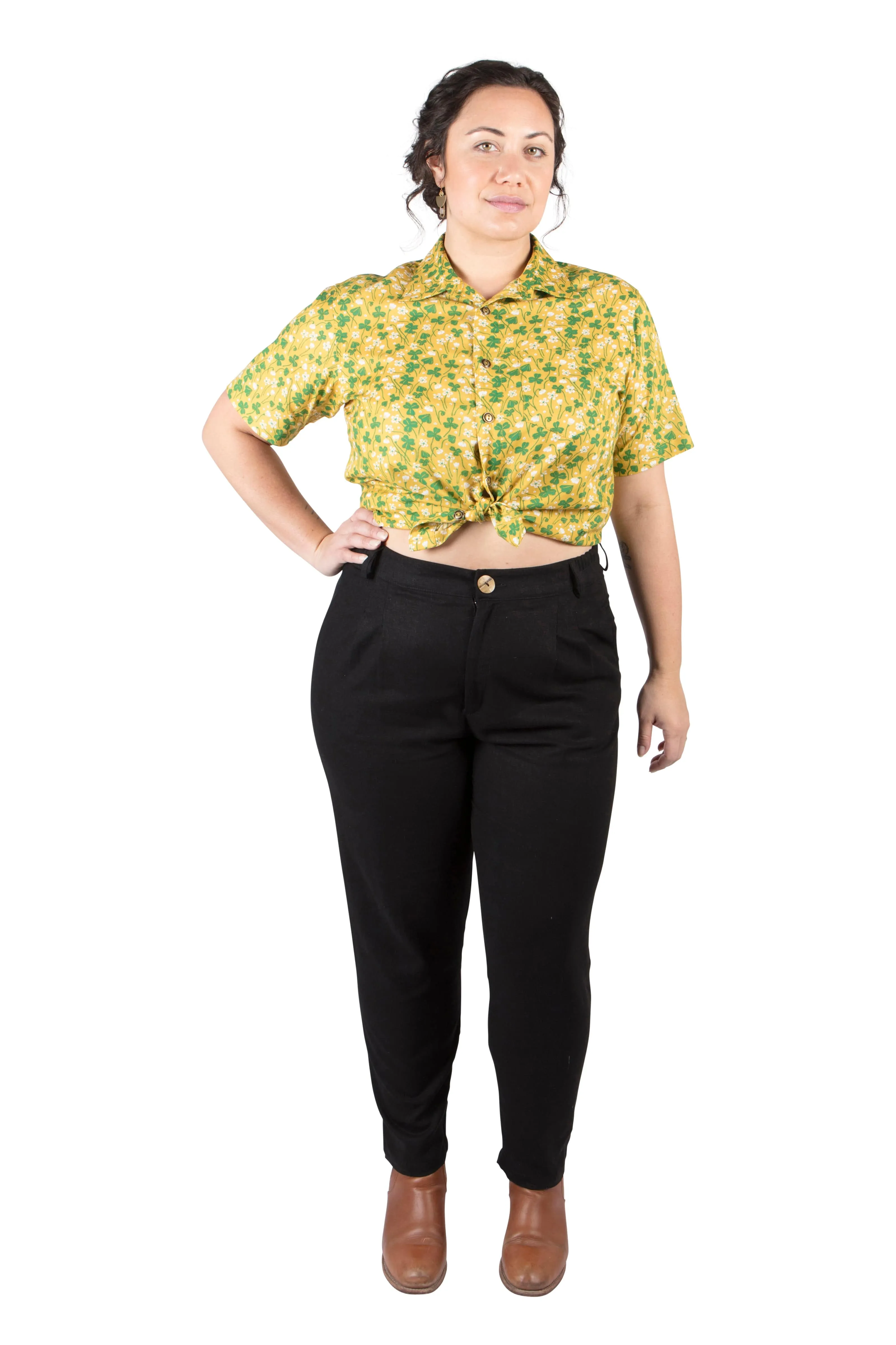 Unisex Button Up in Lemon Wood Sorrel